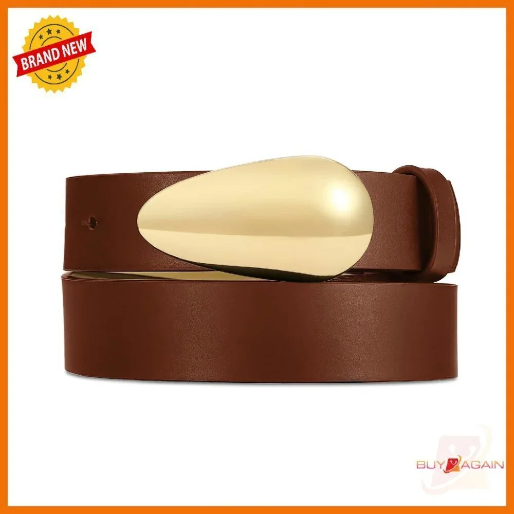 Synthetic Leather Belt Gold Buckle Versatile Dress Casual